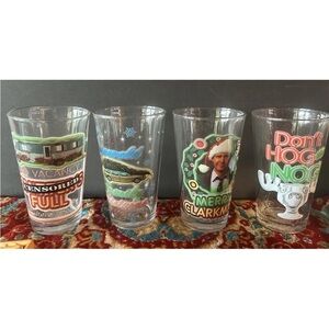 National Lampoon’s Christmas Vacation Set of 4 Pint Glasses 16 oz Griswolds‎